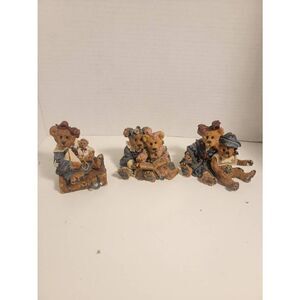Boyds Bears & Friends Home Brown Gray Ceramic Figurines Set Of 3